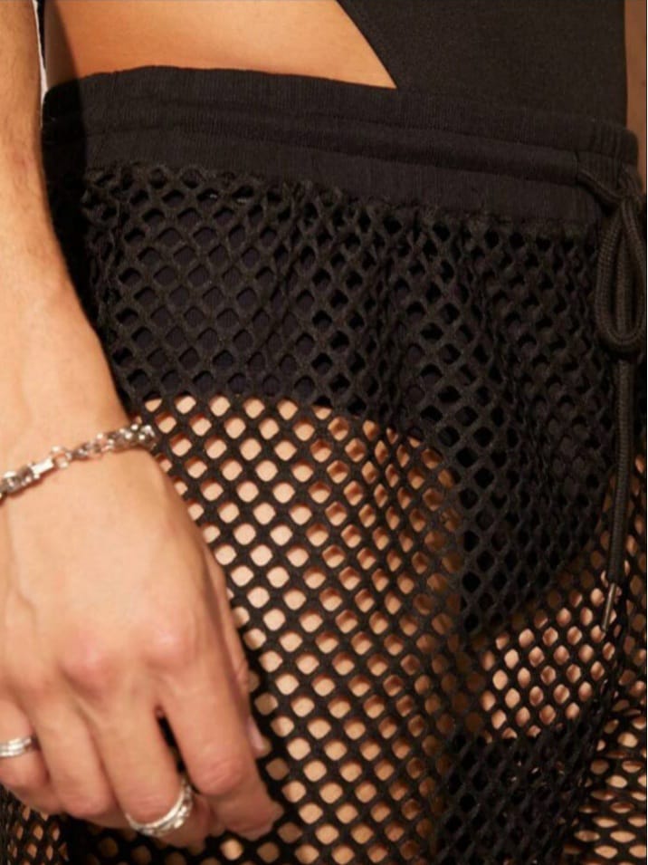 Men's See Through Mesh Drawstring Sleepwear Shirt & Short And t-shirt & Short Set